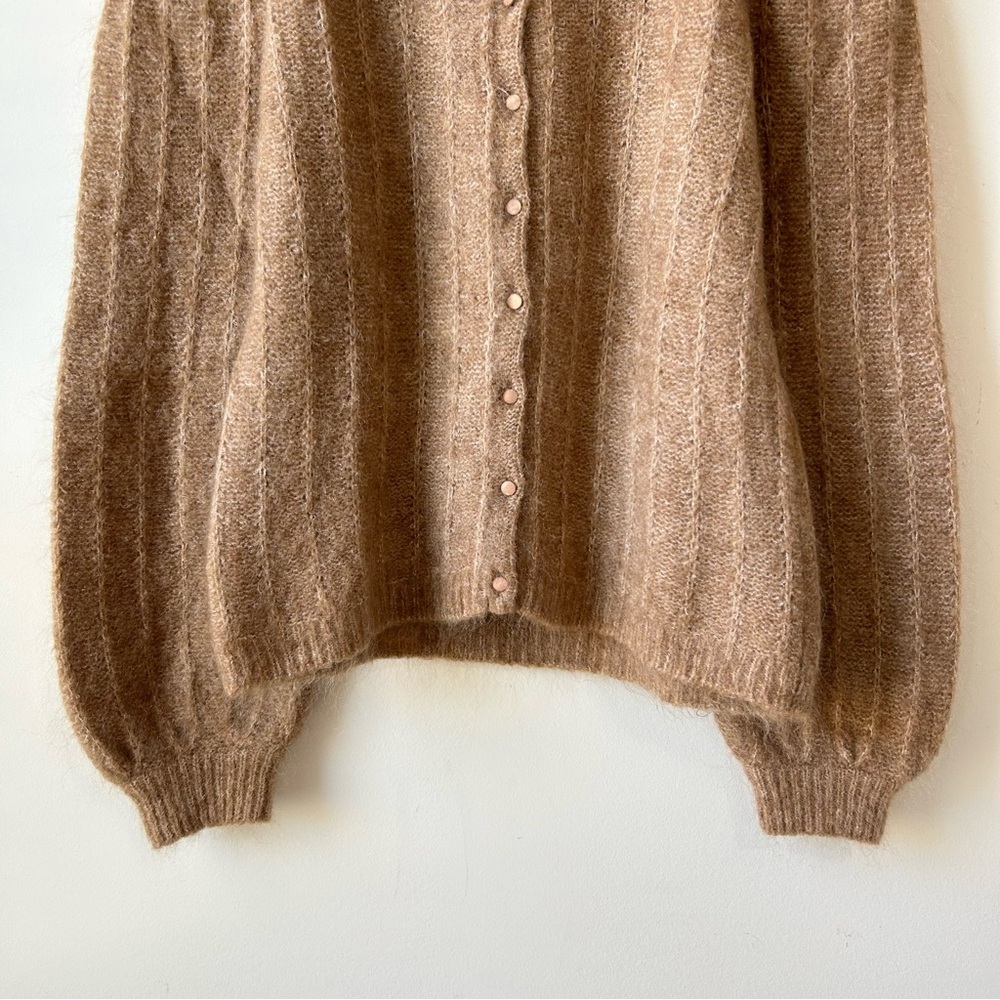 Sezane Camille Cardigan Womens Sweater Sz XS Camel French Vibes Soft Cozy Comfy - Picture 8 of 12